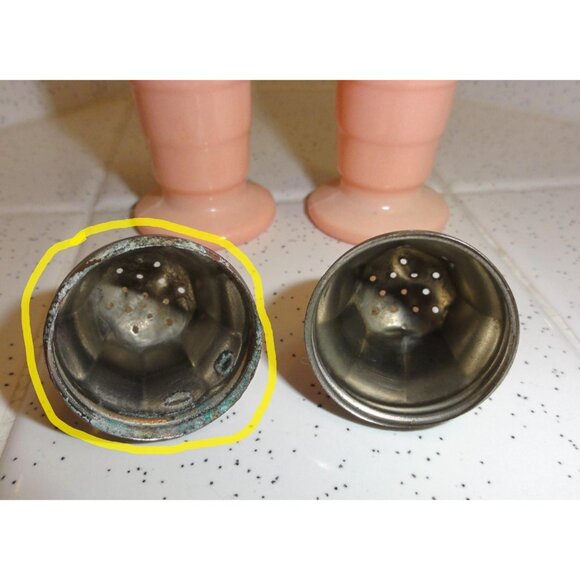 Vintage Hazel Atlas Pink Moderntone Salt & Pepper Shakers depression era retro - Picture 10 of 10